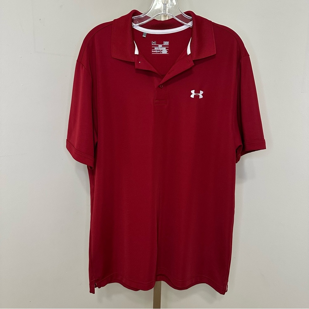 Under Armour Red Polo Shirt Sporty Performance Design